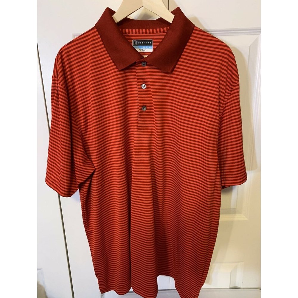 PGA Tour‎ Airflux Mens Sz XXL Orange Red GOLF POLO SHIRT